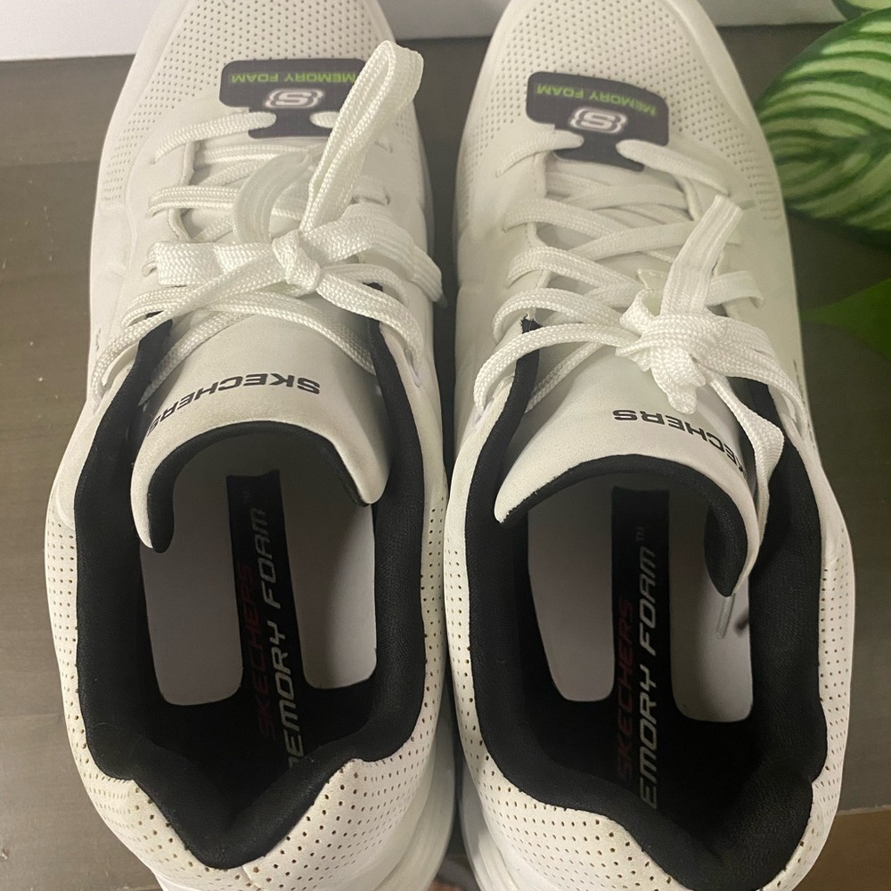 Skechers Men's White Sneakers with Memory Foam - Picture 4 of 7